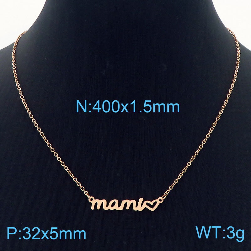 Mama Simple Style Solid Color Stainless Steel Plating 18k Gold Plated Necklace