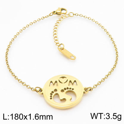 Mama Simple Style Solid Color Stainless Steel Plating 18k Gold Plated Necklace