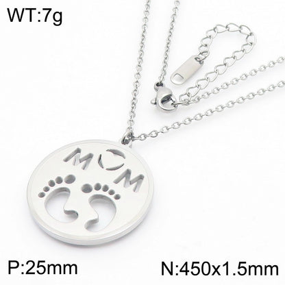 Mama Simple Style Solid Color Stainless Steel Plating 18k Gold Plated Necklace