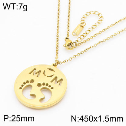 Mama Simple Style Solid Color Stainless Steel Plating 18k Gold Plated Necklace