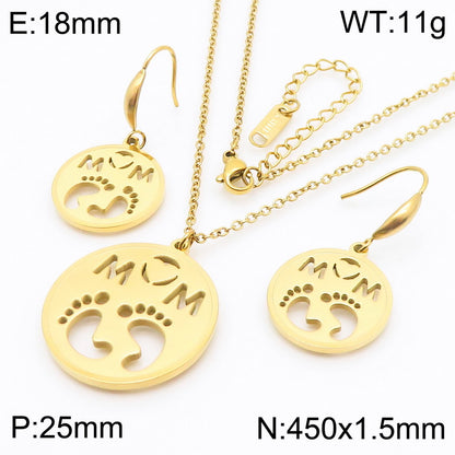 Mama Simple Style Solid Color Stainless Steel Plating 18k Gold Plated Necklace