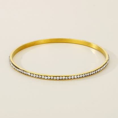 304 Stainless Steel 18K Gold Plated Glam Plating Solid Color Bangle
