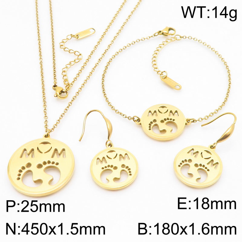 Mama Simple Style Solid Color Stainless Steel Plating 18k Gold Plated Necklace