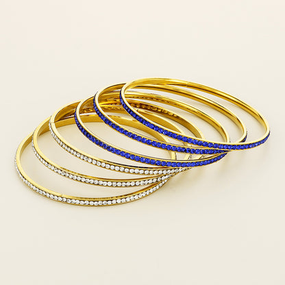 304 Stainless Steel 18K Gold Plated Glam Plating Solid Color Bangle
