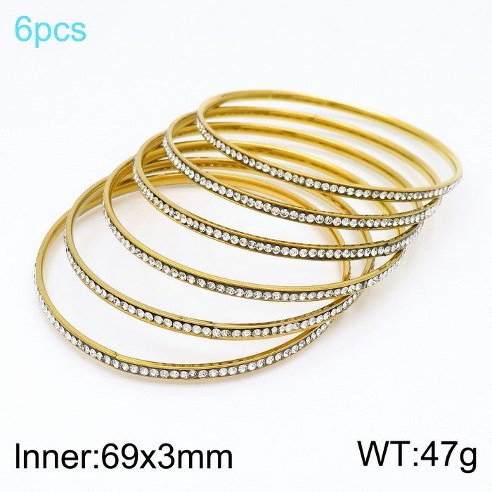 304 Stainless Steel 18K Gold Plated Glam Plating Solid Color Bangle