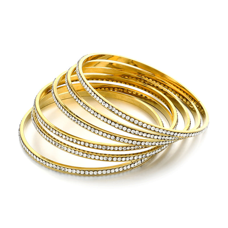 304 Stainless Steel 18K Gold Plated Glam Plating Solid Color Bangle