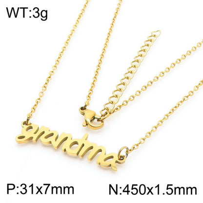 Mama Simple Style Solid Color Stainless Steel Plating 18k Gold Plated Necklace