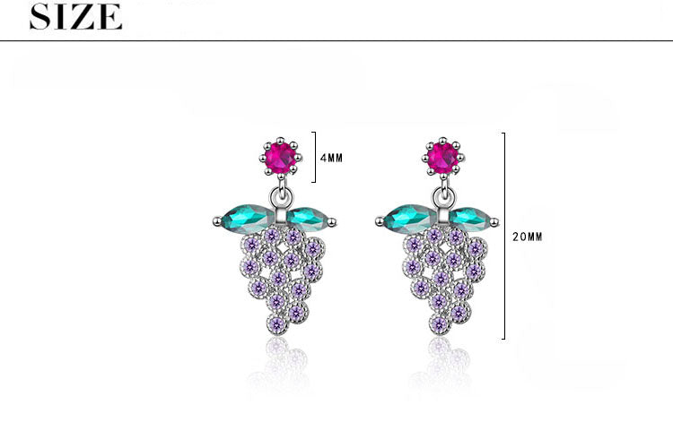 1 Pair Simple Style Classic Style Grape Inlay Copper Zircon Drop Earrings