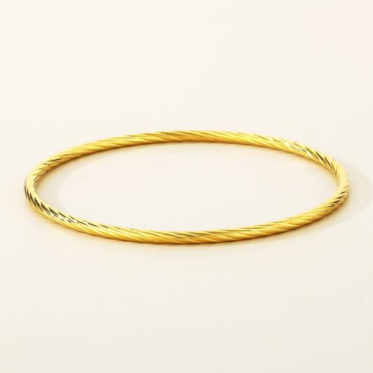 304 Stainless Steel 18K Gold Plated Simple Style Classic Style Plating Solid Color Bangle