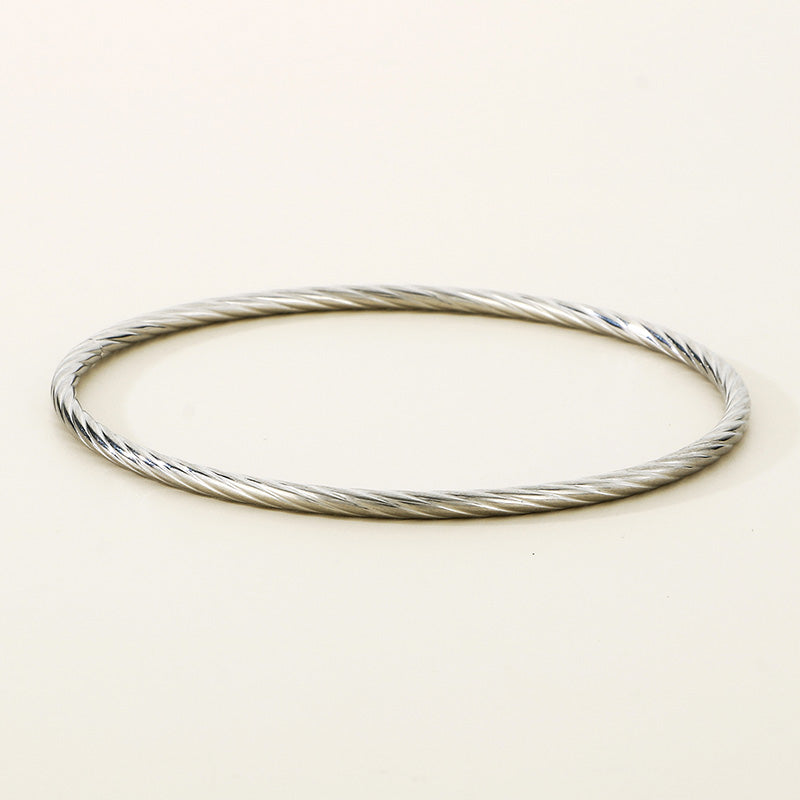 304 Stainless Steel 18K Gold Plated Simple Style Classic Style Plating Solid Color Bangle