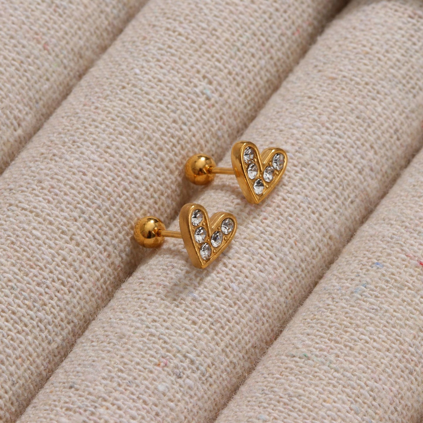 1 Pair Simple Style Heart Shape Plating Titanium Steel Ear Studs