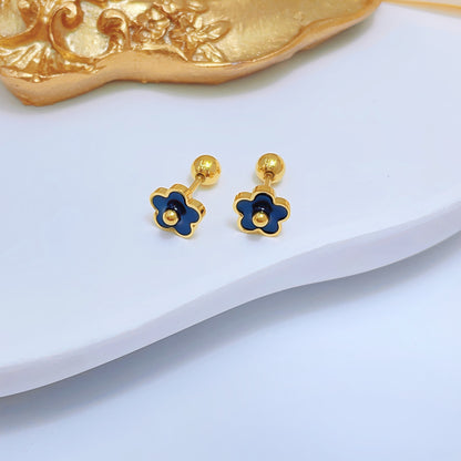 1 Pair Simple Style Heart Shape Plating Titanium Steel Ear Studs