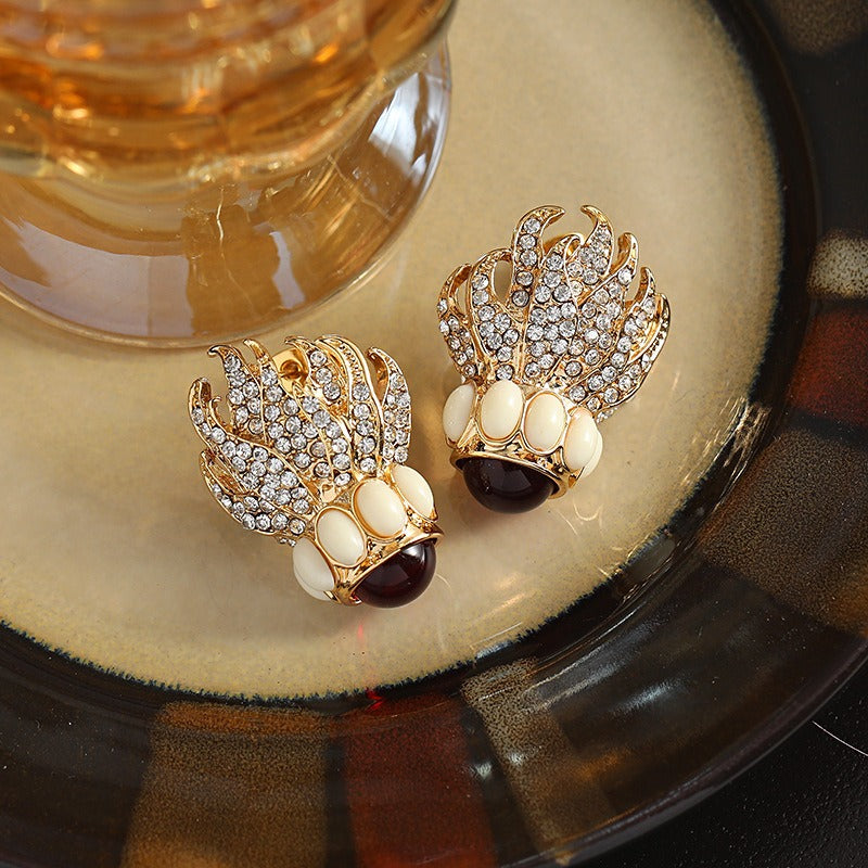 1 Pair Classic Style Solid Color Plating Inlay Alloy Artificial Rhinestones 18K Gold Plated Ear Studs