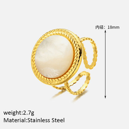 304 Stainless Steel Elegant Simple Style Commute Plating Inlay Round Zircon Open Rings