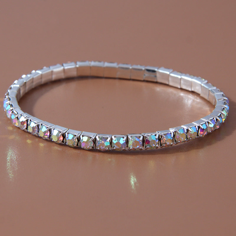 Simple Style Solid Color 302 Stainless Steel Inlay Rhinestones Women's Bracelets