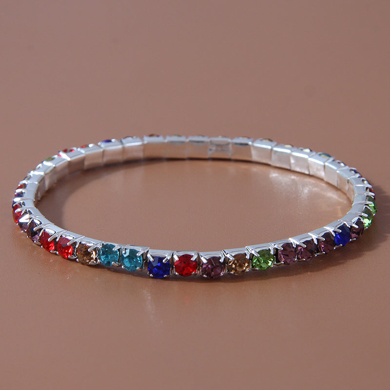 Simple Style Solid Color 302 Stainless Steel Inlay Rhinestones Women's Bracelets