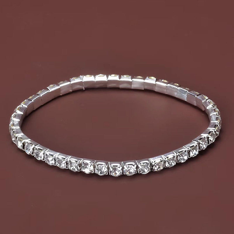 Simple Style Solid Color 302 Stainless Steel Inlay Rhinestones Women's Bracelets