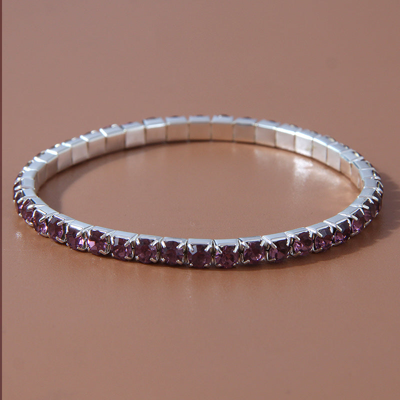 Simple Style Solid Color 302 Stainless Steel Inlay Rhinestones Women's Bracelets