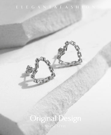 1 Pair Casual Simple Style Heart Shape Plating Sterling Silver Silver Plated Ear Studs