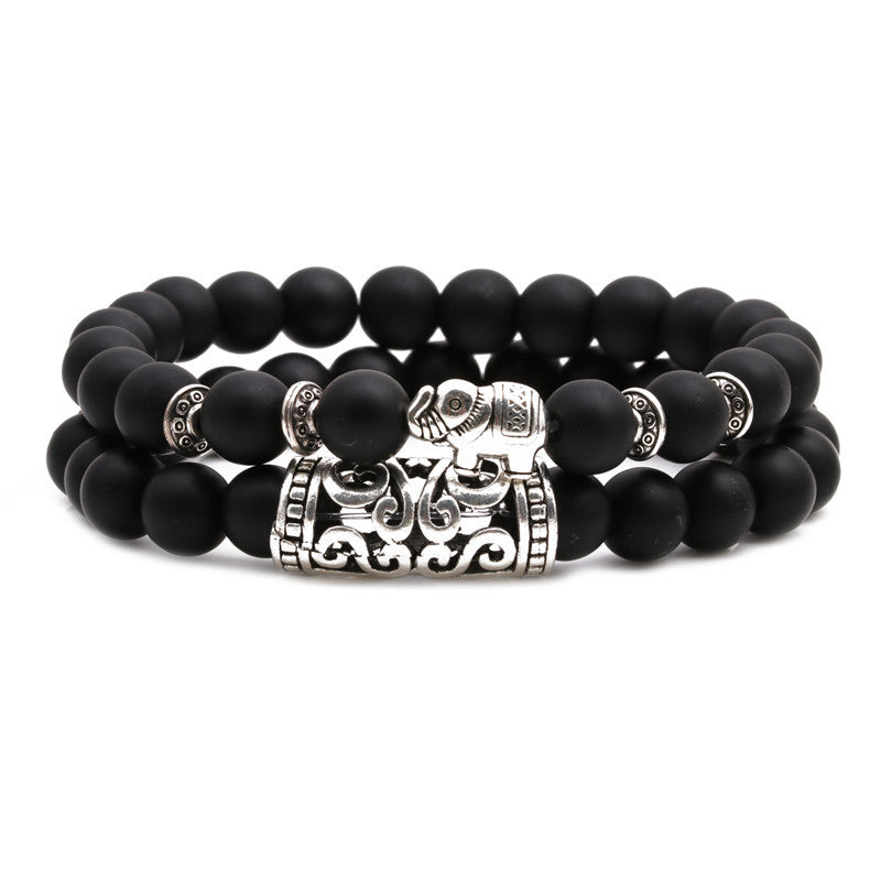 Fashion Lion Head Elephant Beaded Bracelet Set