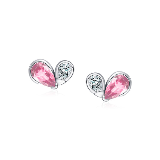 1 Pair Sweet Simple Style Heart Shape Plating Inlay Sterling Silver Zircon Silver Plated Ear Studs