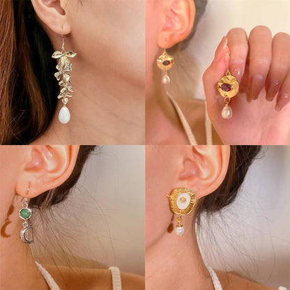 1 Pair Vintage Style Classic Style Color Block Plating Alloy 18K Gold Plated Drop Earrings