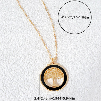 Copper Gold Plated Simple Style Classic Style Hollow Out Color Block Pendant Necklace