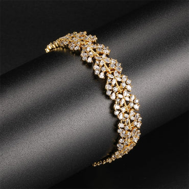 Brass 18K Gold Plated Casual Classic Style Plating Inlay Round Zircon Tennis Bracelet