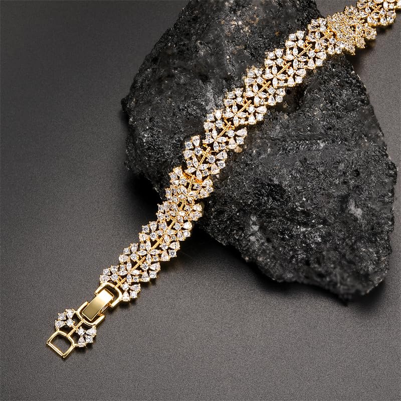 Brass 18K Gold Plated Casual Classic Style Plating Inlay Round Zircon Tennis Bracelet