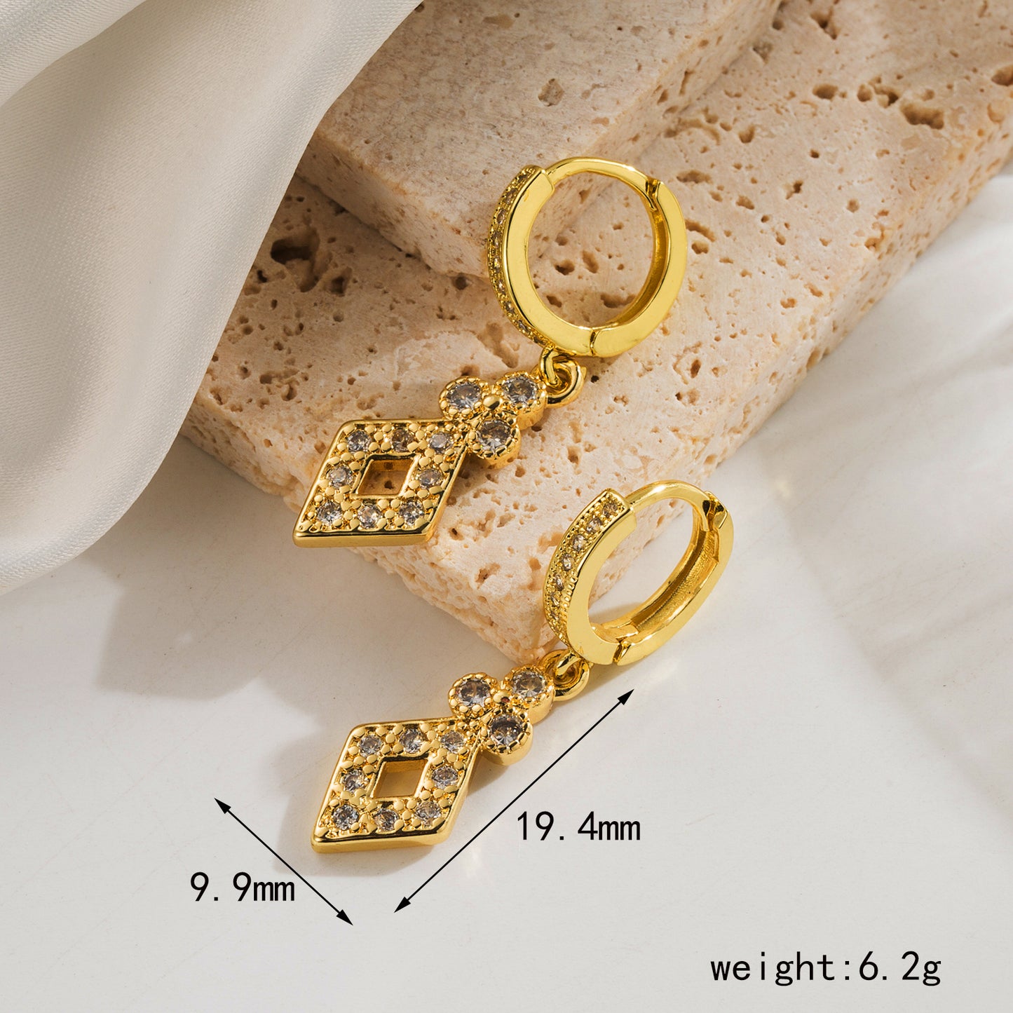 1 Pair Simple Style Water Droplets Bow Knot Plating Inlay Copper Zircon 18K Gold Plated Drop Earrings