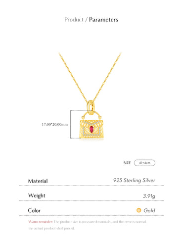 Sterling Silver 14K Gold Plated Simple Style Classic Style Plating Inlay Bag Zircon Pendant Necklace