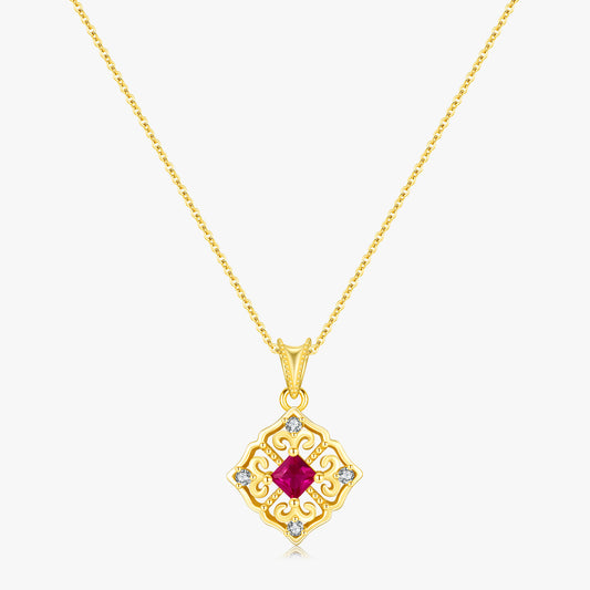 Sterling Silver 14K Gold Plated Casual Retro Plating Inlay Geometric Zircon Pendant Necklace