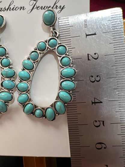 IG Style Retro Geometric Water Droplets Alloy Inlay Turquoise Women's Bracelets Earrings Necklace