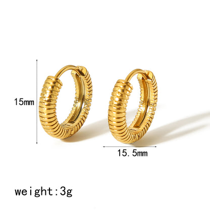 1 Pair Retro Circle Round Polishing Plating Stainless Steel 18k Gold Plated Ear Studs