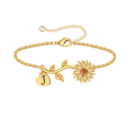 Simple Style Sunflower Bee Copper Plating Rose Gold Plated Bracelets