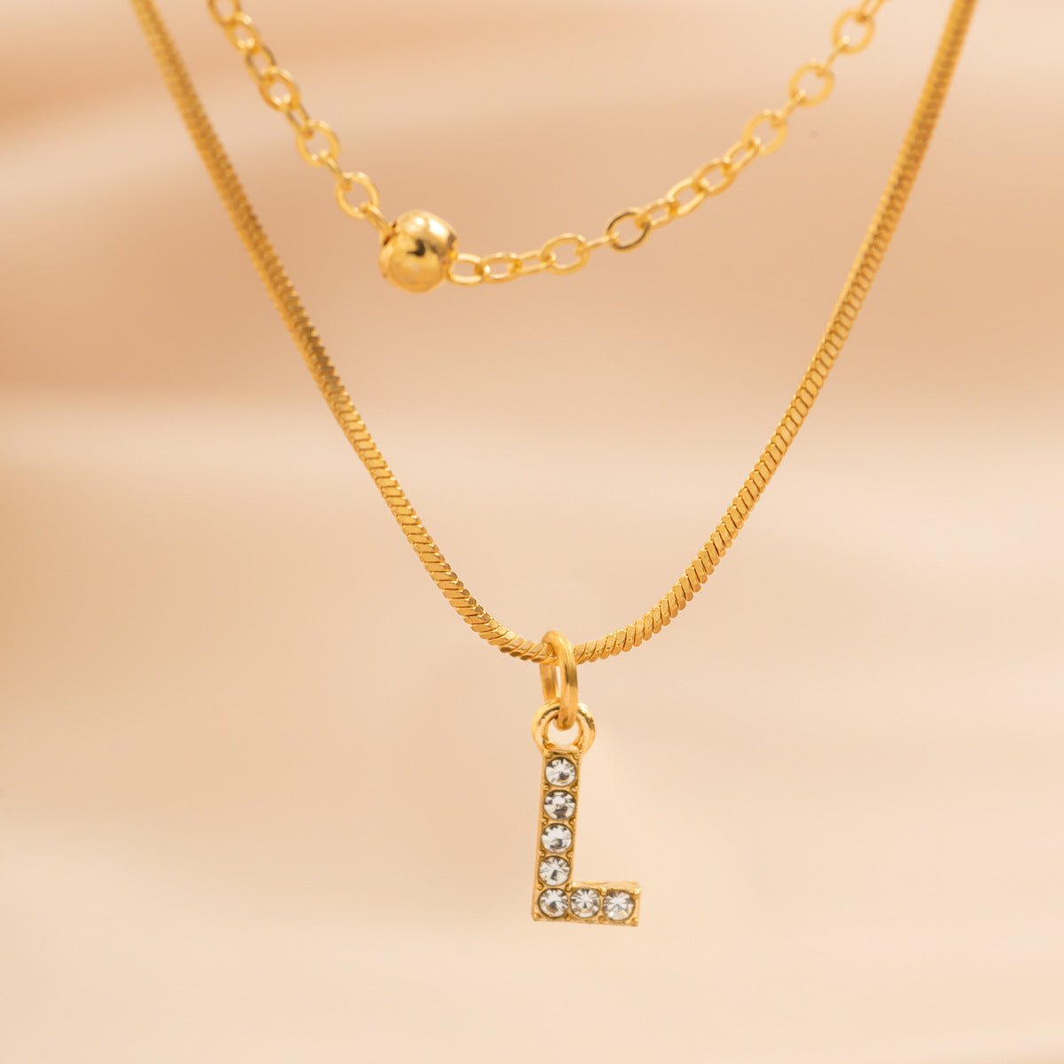 Copper 18K Gold Plated Simple Style Classic Style Inlay Letter Rhinestones Zircon Double Layer Necklaces