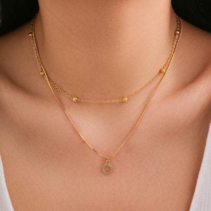 Copper 18K Gold Plated Simple Style Classic Style Inlay Letter Rhinestones Zircon Double Layer Necklaces