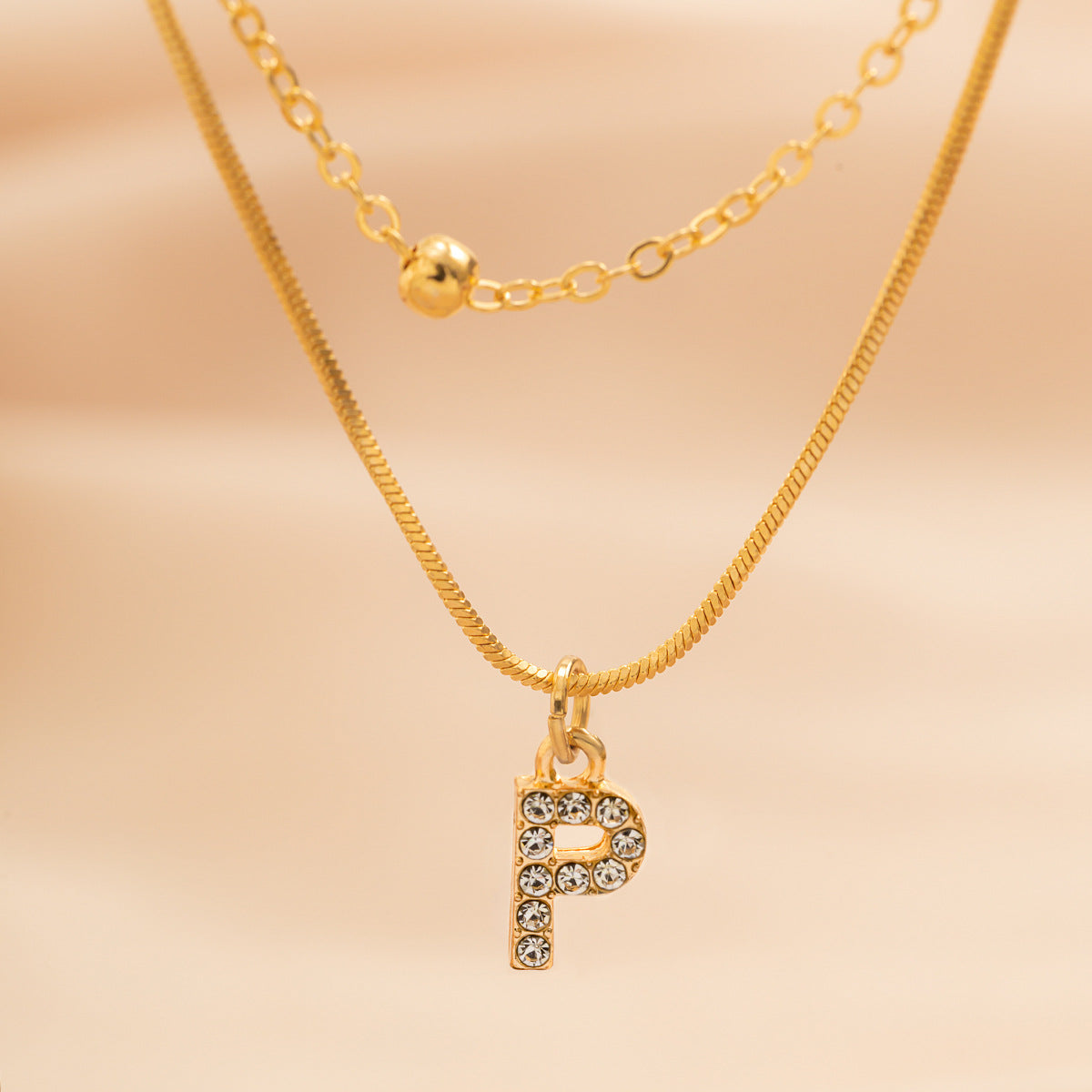 Copper 18K Gold Plated Simple Style Classic Style Inlay Letter Rhinestones Zircon Double Layer Necklaces