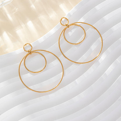 1 Pair Elegant Lady Round Flower Snake Plating 316 Stainless Steel  Titanium Steel 18K Gold Plated Drop Earrings