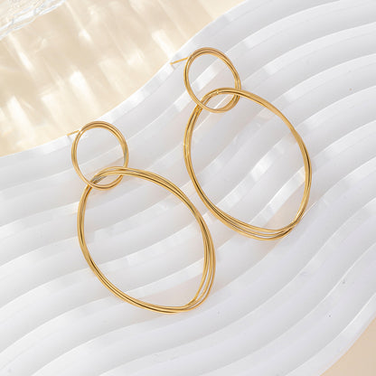 1 Pair Elegant Lady Round Flower Snake Plating 316 Stainless Steel  Titanium Steel 18K Gold Plated Drop Earrings