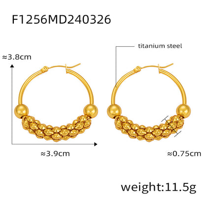 1 Pair Casual Retro O-Shape Titanium Steel 18K Gold Plated Earrings