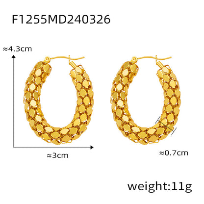 1 Pair Casual Retro O-Shape Titanium Steel 18K Gold Plated Earrings