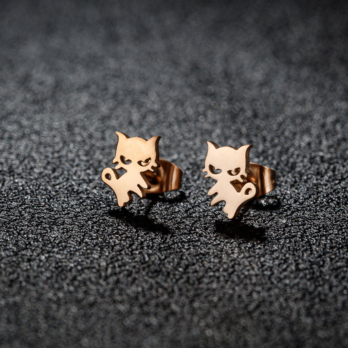 1 Pair Sweet Rabbit Cat Polishing 304 Stainless Steel 18K Gold Plated Ear Studs