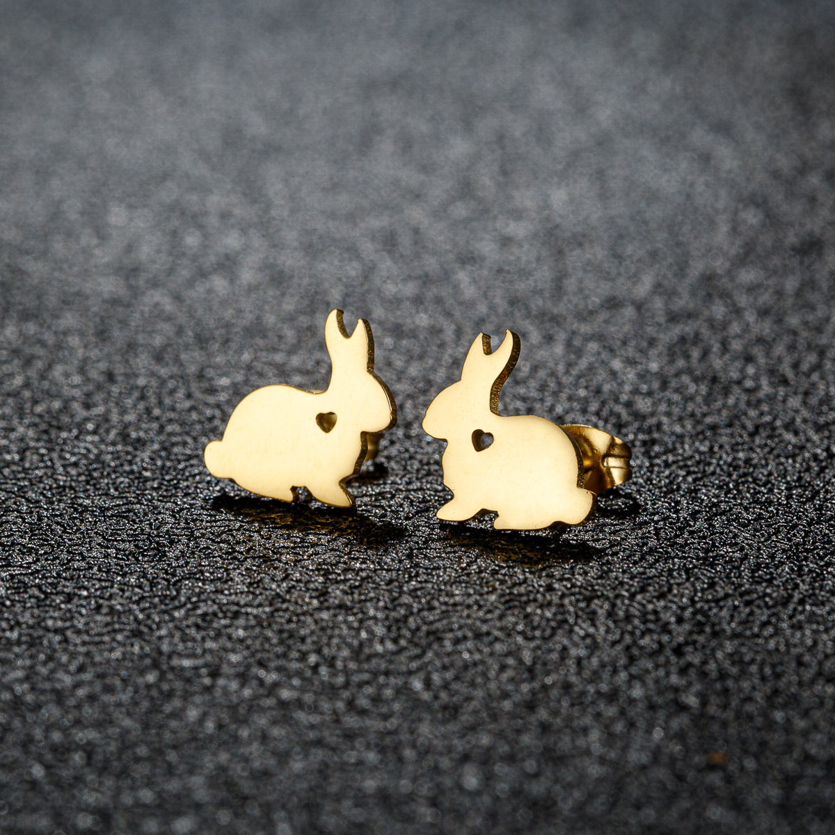 1 Pair Sweet Rabbit Cat Polishing 304 Stainless Steel 18K Gold Plated Ear Studs