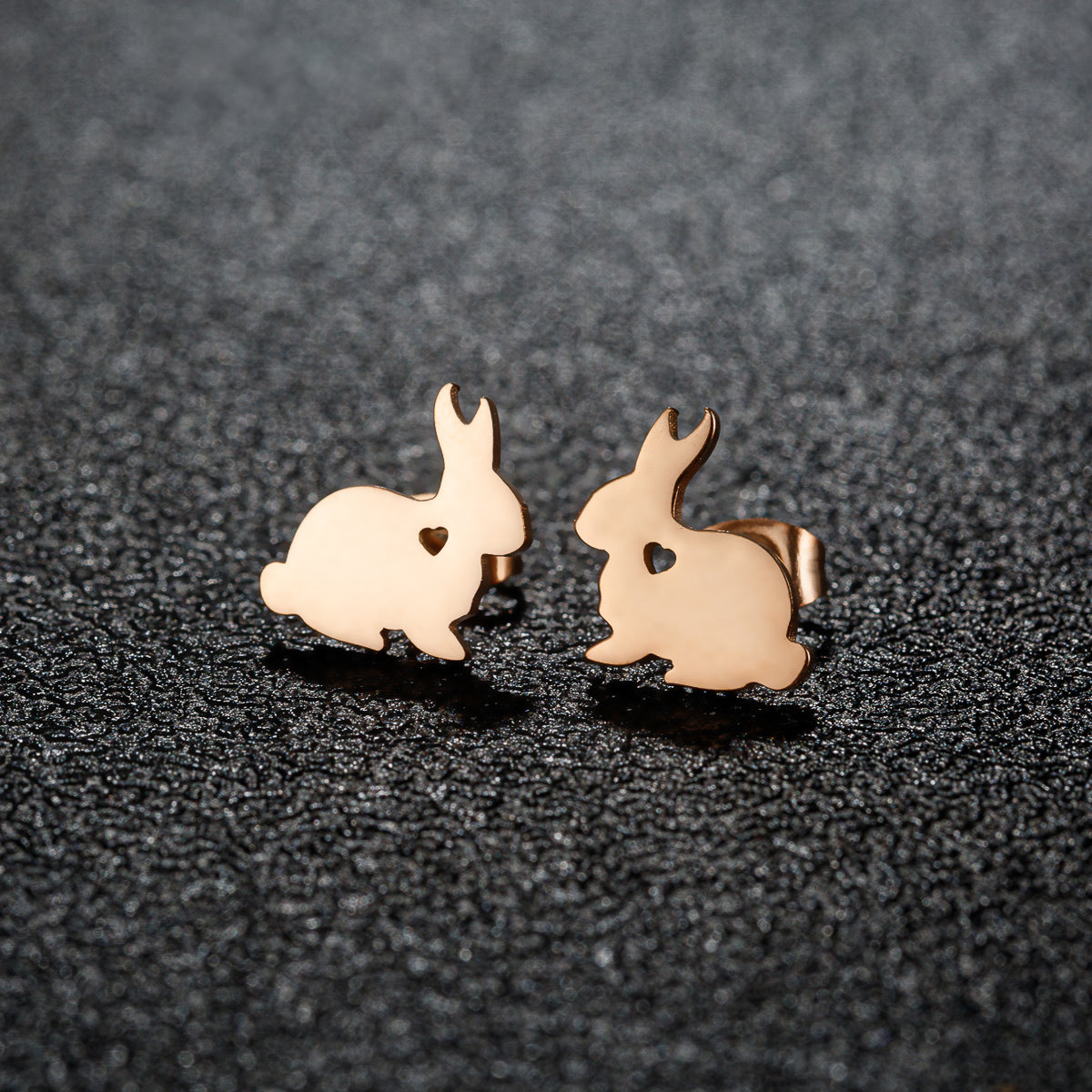 1 Pair Sweet Rabbit Cat Polishing 304 Stainless Steel 18K Gold Plated Ear Studs