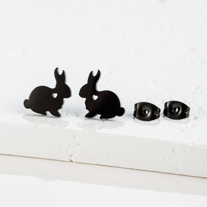 1 Pair Sweet Rabbit Cat Polishing 304 Stainless Steel 18K Gold Plated Ear Studs