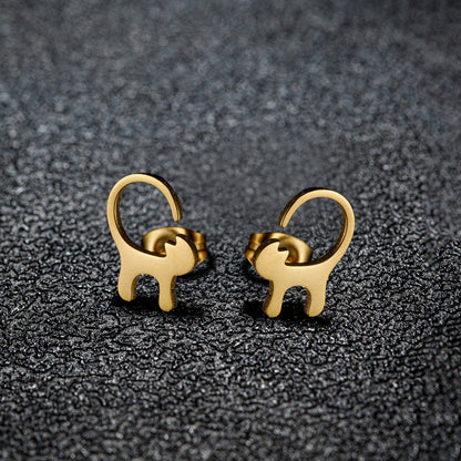 1 Pair Sweet Rabbit Cat Polishing 304 Stainless Steel 18K Gold Plated Ear Studs