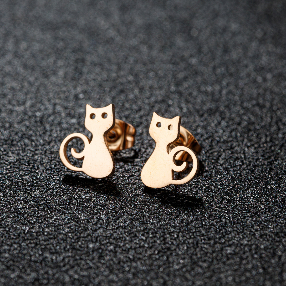 1 Pair Sweet Rabbit Cat Polishing 304 Stainless Steel 18K Gold Plated Ear Studs