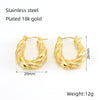 1 Pair Simple Style U Shape 304 Stainless Steel 18K Gold Plated Hoop Earrings