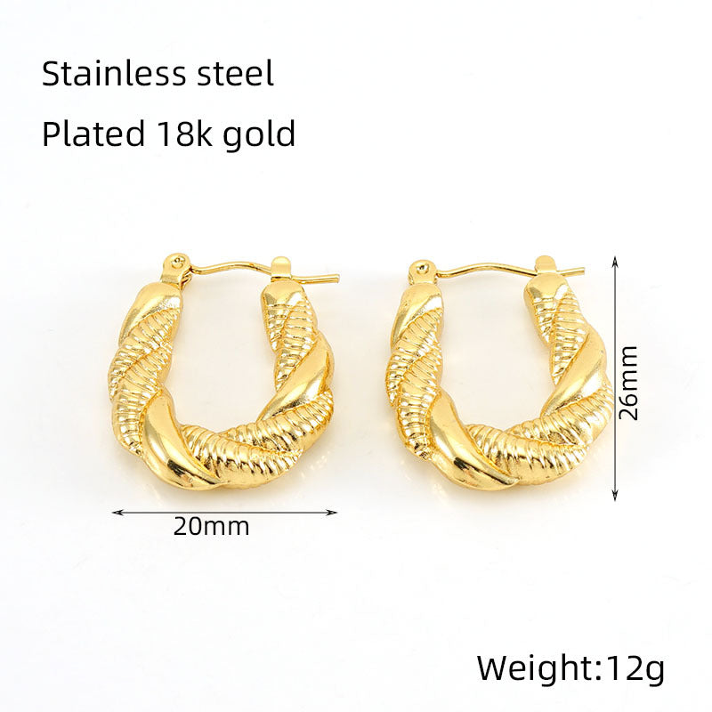 1 Pair Simple Style U Shape 304 Stainless Steel 18K Gold Plated Hoop Earrings